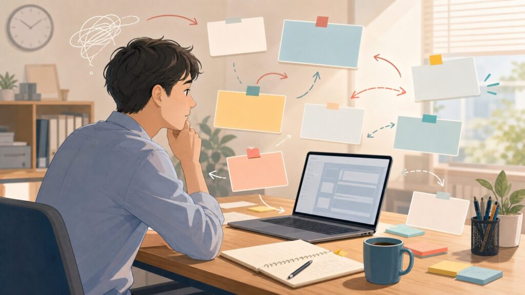 午後の脳が複数のタスクでいっぱいになり、着手しづらくなっている様子