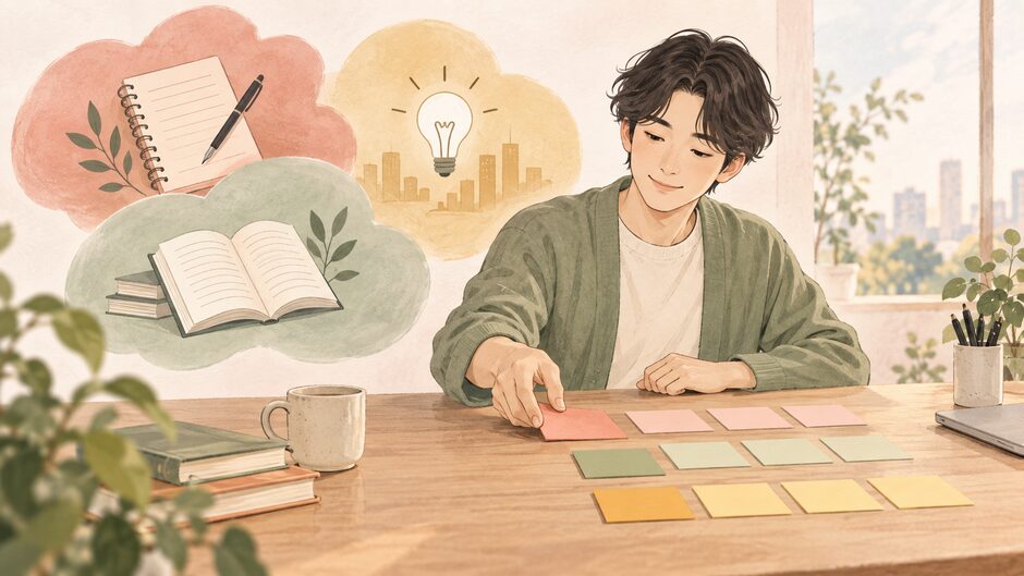 仕事や勉強などのやりたいことを小さな行動に分け、最初の一歩を選ぶ人